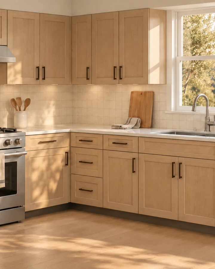 Corner cabinets after: White Oak shaker